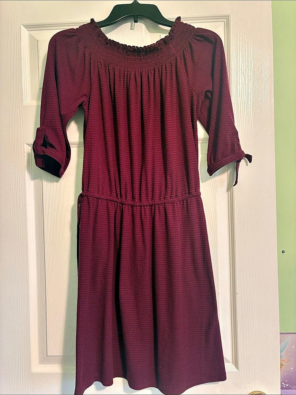 SONOMA goods for life Checkered Midi Dress in Burgundy Size Medium